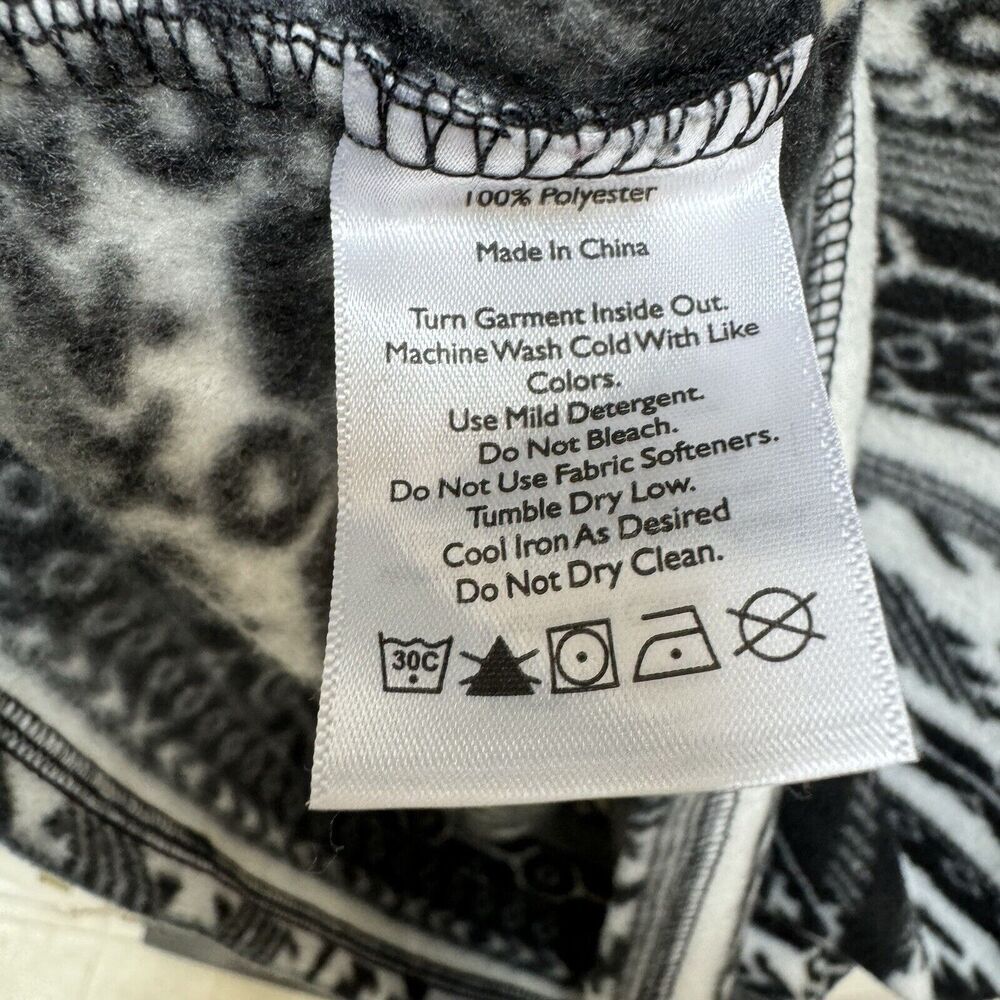 Eddie Bauer Sweater Womens Small Black White Southwest Geometric 1/4 Zip Fleece - Picture 5 of 6